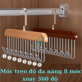 Mua Móc treo đồ đa năng  móc gỗ 8 móc treo đồ lót  khăn  thắt lưng  cà vạt  áo 2 dây xoay 360 độ tiện dụng
