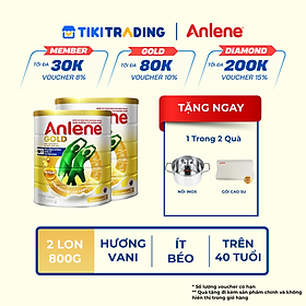 Combo 2 TPBS Anlene Gold hương vani 800g Tặng nồi hấp hoặc gối