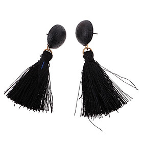 Vintage Thread Tassel Fringe Earrings Women Drop Dangle Earrings Black