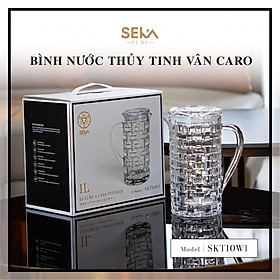 Bình thủy tinh vân caro SEKA SKT10W1 1000ml Màu trắng