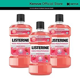 Bộ 3 chai Nước Súc Miệng Listerine Kids Mouthwash with berry shield Dành Riêng Cho Trẻ Trên 6 Tuổi 250ml/chai