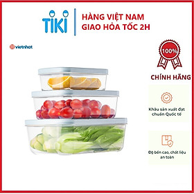 Combo 3 Hộp Đựng Thực Phẩm Chữ Nhật 750-1500-2500 ml Hokori - Hàng Chính Hãng 