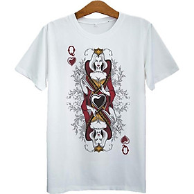 Áo Thun Unisex In Lá Bài Đầm Hoàng Hậu Độc Ác ASGI036 - Trắng