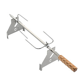 CAMPINGMOON BBQ Rotatable Rotisserie Rack 2 Heights Adjustable Roast Grill Outdoor Camping Picnic Barbecue Meat Grill
