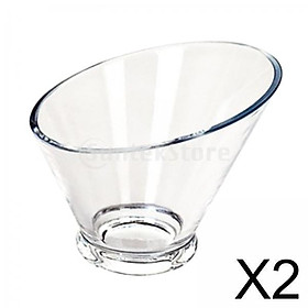 2x Clear Acrylic Salad Bowl Angled Light Weight for Appetizer Family Party