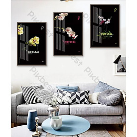 Hình ảnh Combo 3 tranh dán tường 3d, hoa lan nghệ thuật trang trí phòng khách phòng ngủ hiện đại (tích hợp sẵn keo) MS995322