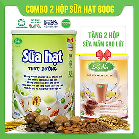 Combo 2 hộp Sữa hạt thực dưỡng Soyna 800g tặng kèm 2 hộp sữa hạt 300g hoặc 2 hộp sữa mầm gạo lứt 300g