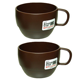 Combo Cốc uống nước dáng thấp cao cấp Inomata màu nâu nội địa Nhật Bản
