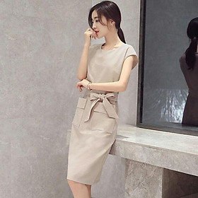 Đầm suông buộc nơ, đầm nữ giá rẻ