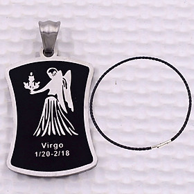 Mặt dây chuyền cung Xử Nữ - Virgo inox kèm vòng cổ dây da đen, Cung hoàng đạo