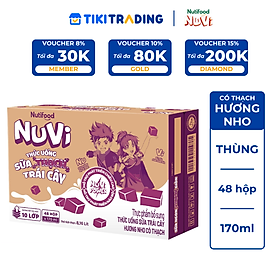 Thùng 48 Hộp Thức Uống Sữa Trái Cây Có Thạch NuVi Hương Nho 170ml