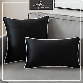 Mua Vỏ bao gối tựa Sofa văn phòng đen trắng viền lé 50x50 45x45 30x50 (Chỉ gồm vỏ gối không ruột
