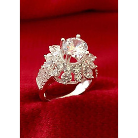 Nhẫn nữ ổ cao gắn đá kim cương nhân tạo bạc ta -NU87 -  trang sức Bạc QTJ(bạc)