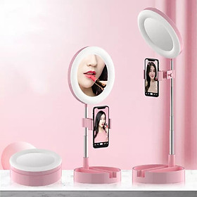 Mua Gậy livestream gấp gọn cao 58cm kèm gương soi và đèn led chiếu sáng 3 mức độ ánh sáng tự nhiên  hỗ trợ chụp ảnh  quay video  live bán hàng (Kèm giá đỡ điện thoại)