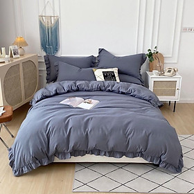 Bộ chăn ga gối Cotton TC trơn viền bèoH&H BEDDING