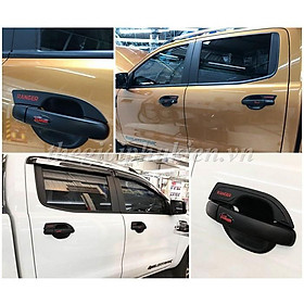 Hình ảnh Bộ ốp tay nắm, hõm cửa xe Ford Ranger - nhựa ABS đen