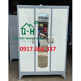 TỦ SẮT ĐỰNG QUẦN ÁO NGANG 1M2, CAO 1M8 - 3 CÁNH SƠN DẦU NHIỀU MÀU