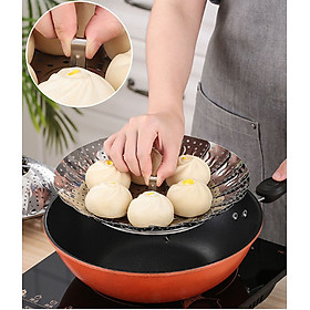 Mua Xửng hấp - Vỉ hấp Inox 304 cao cấp - Khay hấp xôi bánh bao thịt cá rau củ - Rổ - Dĩa đa năng gấp gọn tiện lợi size 30 25 20 cm