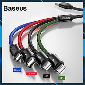Mua Cáp Sạc 4 Đầu Trong 1 Lightning - Microusb - Type-C Dài 120cm Nhiều Thiết Bị Cùng Lúc - Hàng Chính Hãng Baseus