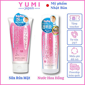 Combo Bộ Dưỡng Da Trắng Mịn Nhau Thai Nhật Bản MICCOSMO White Label (Sữa Rửa Mặt 110g + Nước Hoa Hồng 180ml) (CB01)