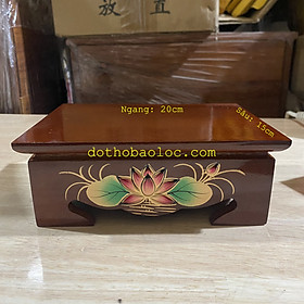Mua Đôn gỗ chữ nhật  đặt tượng thờ  đồ thờ hình hoa sen nổi 3 cỡ rộng: 15cm  20cm  25cm