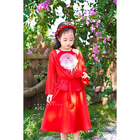 Set đầm yếm tứ thân kèm áo choàng cô Tấm cho bé gái mặc lễ tết dự tiệc biễu diễn từ 12-40kg chất lụa mềm mát
