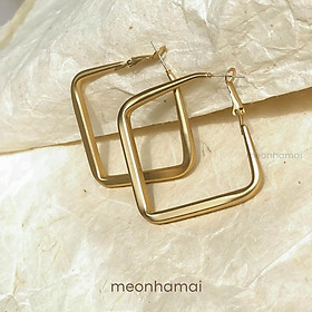 Bông tai nữ hình vuông bản to cá tính MEONHAMAI BT005