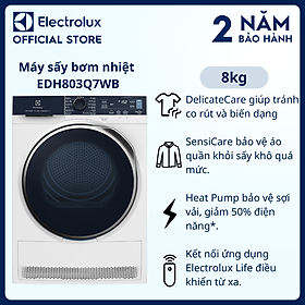 Máy sấy bơm nhiệt Electrolux Heat Pump 8kg UltimateCare 700 EDH803Q7WB - bảo vệ áo quần khỏi sấy khô quá mức