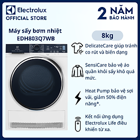 Mua  Free Giao lắp  Máy sấy bơm nhiệt Electrolux Heat Pump 8kg UltimateCare 700 EDH803Q7WB - bảo vệ áo quần khỏi sấy khô quá mức  Hàng chính hãng 