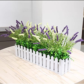 Mua Giỏ hoa hàng rào gỗ dài 50cm cắm sẵn nhiều mẫu hoa giả  cây cảnh trang trí nhà cửa  ban công  tiểu cảnh xinh tươi  xanh mát HR-01