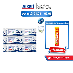Aiken Combo 6 Gói Khăn Ướt Sạch Khuẩn Chiết Xuất Trà Xanh 20 tờ/gói
