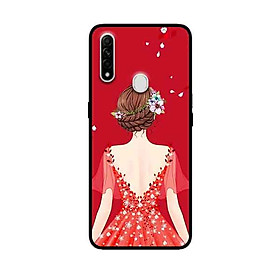Ốp Lưng in cho Oppo A31 Mẫu Cô Gái Váy Đỏ - Hàng Chính Hãng