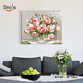 Mua Tranh tô màu theo số sơn dầu số hóa cao cấp Smile FMFP Lọ hoa hồng H41184