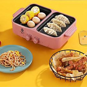 Mua Bếp điện lẩu nướng 2 ngăn mini ELECTRIC BAKING TRAY  Bếp Lẩu Nướng Điện Đa Năng  Nồi Lẩu 2IN1 Chống Dính Tiện Lợi Công Suất Cao Hàng chính hãng