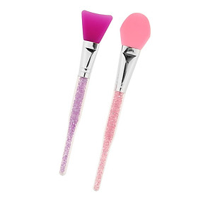 2 Pieces Soft Silicone Facial Face Mud Mask Mixing Brushes Beauty Makeup Cosmetic DIY Tools Crystal Handle