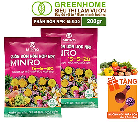 Mua Phân NPK 15-5-20 Greenhome  Minro  Bao 200gr  Kích Ra Hoa  Tăng Đậu Trái Trên Kiểng  Cây Ăn Trái  Củ  Quả