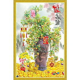 Mua Tranh Tết dán tường HD Cây quất chữ Phúc TET0011 Kim sa