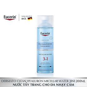 Nước tẩy trang dịu nhẹ cho da nhạy cảm DermatoClean Hyaluron Micellar 3 in 1 Eucerin 200ml
