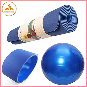 Combo Thảm Yoga Cao Cấp - Vòng Tập Yoga- Bóng Yoga- YOGA QG, Thảm Thấm Hút, Đàn Hồi. 2 Lớp CCao Su Tự Nhiên, Chống Trơn Trượt, Vòng Yoga Cao Su Êm, Chịu Lực Cao, Bóng Cao Su Có Gai, Tặng Kèm Bơm- Hàng Chính Hãng