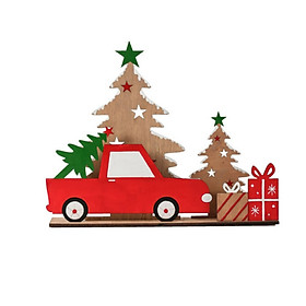 Christmas Wooden Desktop Pendant Cute Car Shape Party Ornament Xmas Party Desktop Doll Gift for Home Christmas Party