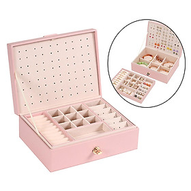 Jewelry Box, Leather Double Layer Travel Storage Case Organizer