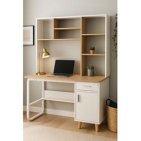 Bàn học sinh kèm kệ sách gỗ Mdf Tundo KT 1m2 x 60 x 1m4