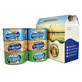 COMBO - Thùng (06 hộp)  2 hộp Mắm Cá Linh Chưng + 2 hộp Cá Linh Kho Mía + 2 hộp Cá Mè Vinh Kho Lạt - Antesco
