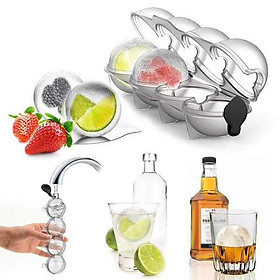 4-Cell Ice Cube Tray Silicone Mold Kitchen 3D Chocolate Mould Ice Cream DIY Whiskey Wine Cocktail Ice Cube Maker Bar Tools