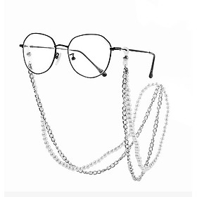 Dây đeo kính 2 lớp xích và ngọc trai độc đáo tiện lợi đa năng