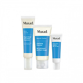Bộ 3 sản phẩm giảm mụn Murad Rapid Relief Acne Spot Treatment - Srm Clarifying Cleanser 45ml - Kcn Oil-Control Mattifier SPF 15 PA++ 10ml