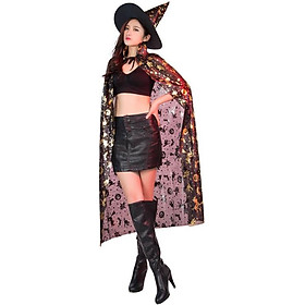 Set áo choàng phù thủy kèm mũ hóa trang Halloween áo 120cm 