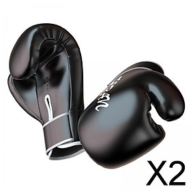 2xBoxing Training Gloves Sparring Muay Thai Punching Bag Mitts 10oz_Black