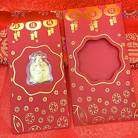 Bao Lì Xì Thần Tài, Mạ Vàng 18K, KÈM VÒNG TAY THỂ THAO LUMINOUS mẫu Luxi green 0098
