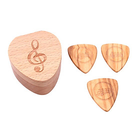 Guitar Pick Plectrum Wooden Box Musical Parts for Guitar Lover Note A